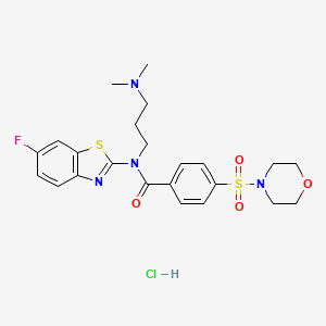 molecular formula C23H28ClFN4O4S2 B6526512 N-[3-(dimethylamino)propyl]-N-(6-fluoro-1,3-benzothiazol-2-yl)-4-(morpholine-4-sulfonyl)benzamide hydrochloride CAS No. 1135198-76-3