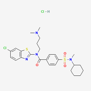 molecular formula C26H34Cl2N4O3S2 B6526519 N-(6-chloro-1,3-benzothiazol-2-yl)-4-[cyclohexyl(methyl)sulfamoyl]-N-[3-(dimethylamino)propyl]benzamide hydrochloride CAS No. 1135198-85-4