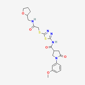 molecular formula C21H25N5O5S2 B6526525 1-(3-methoxyphenyl)-5-oxo-N-{5-[({[(oxolan-2-yl)methyl]carbamoyl}methyl)sulfanyl]-1,3,4-thiadiazol-2-yl}pyrrolidine-3-carboxamide CAS No. 894043-79-9