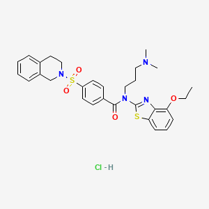 molecular formula C30H35ClN4O4S2 B6526557 N-[3-(dimethylamino)propyl]-N-(4-ethoxy-1,3-benzothiazol-2-yl)-4-(1,2,3,4-tetrahydroisoquinoline-2-sulfonyl)benzamide hydrochloride CAS No. 1135206-71-1