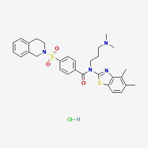 molecular formula C30H35ClN4O3S2 B6526565 N-(4,5-dimethyl-1,3-benzothiazol-2-yl)-N-[3-(dimethylamino)propyl]-4-(1,2,3,4-tetrahydroisoquinoline-2-sulfonyl)benzamide hydrochloride CAS No. 1135140-87-2