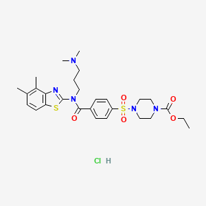ethyl 4-{4-[(4,5-dimethyl-1,3-benzothiazol-2-yl)[3-(dimethylamino)propyl]carbamoyl]benzenesulfonyl}piperazine-1-carboxylate hydrochloride