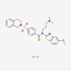 molecular formula C29H33ClN4O4S2 B6526599 N-[3-(dimethylamino)propyl]-N-(5-methoxy-1,3-benzothiazol-2-yl)-4-(1,2,3,4-tetrahydroisoquinoline-2-sulfonyl)benzamide hydrochloride CAS No. 1135209-63-0
