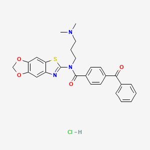 molecular formula C27H26ClN3O4S B6526604 4-benzoyl-N-[3-(dimethylamino)propyl]-N-{4,6-dioxa-10-thia-12-azatricyclo[7.3.0.0^{3,7}]dodeca-1(9),2,7,11-tetraen-11-yl}benzamide hydrochloride CAS No. 1135208-71-7