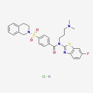 molecular formula C28H30ClFN4O3S2 B6526612 N-[3-(dimethylamino)propyl]-N-(6-fluoro-1,3-benzothiazol-2-yl)-4-(1,2,3,4-tetrahydroisoquinoline-2-sulfonyl)benzamide hydrochloride CAS No. 1135209-77-6