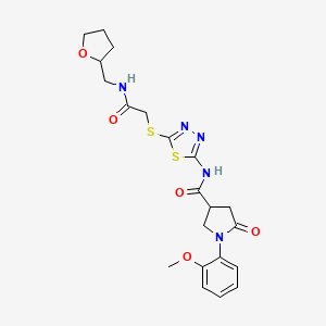 molecular formula C21H25N5O5S2 B6526667 1-(2-methoxyphenyl)-5-oxo-N-{5-[({[(oxolan-2-yl)methyl]carbamoyl}methyl)sulfanyl]-1,3,4-thiadiazol-2-yl}pyrrolidine-3-carboxamide CAS No. 894039-12-4