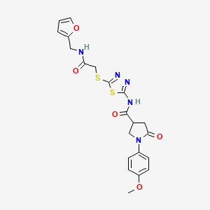 molecular formula C21H21N5O5S2 B6526671 N-{5-[({[(furan-2-yl)methyl]carbamoyl}methyl)sulfanyl]-1,3,4-thiadiazol-2-yl}-1-(4-methoxyphenyl)-5-oxopyrrolidine-3-carboxamide CAS No. 894048-26-1