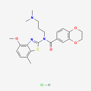 molecular formula C23H28ClN3O4S B6526675 N-[3-(dimethylamino)propyl]-N-(4-methoxy-7-methyl-1,3-benzothiazol-2-yl)-2,3-dihydro-1,4-benzodioxine-6-carboxamide hydrochloride CAS No. 1135212-11-1