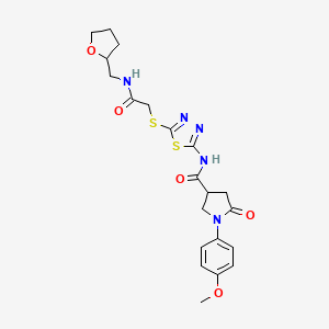 molecular formula C21H25N5O5S2 B6526689 1-(4-methoxyphenyl)-5-oxo-N-{5-[({[(oxolan-2-yl)methyl]carbamoyl}methyl)sulfanyl]-1,3,4-thiadiazol-2-yl}pyrrolidine-3-carboxamide CAS No. 894048-31-8