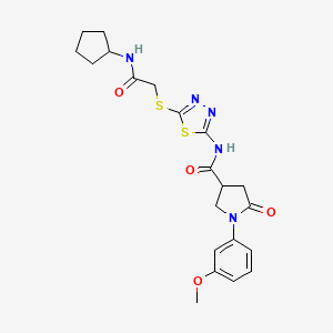 molecular formula C21H25N5O4S2 B6526698 N-(5-{[(cyclopentylcarbamoyl)methyl]sulfanyl}-1,3,4-thiadiazol-2-yl)-1-(3-methoxyphenyl)-5-oxopyrrolidine-3-carboxamide CAS No. 894043-51-7