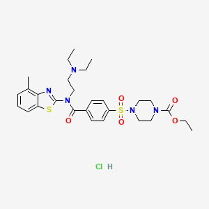 molecular formula C28H38ClN5O5S2 B6526708 ethyl 4-(4-{[2-(diethylamino)ethyl](4-methyl-1,3-benzothiazol-2-yl)carbamoyl}benzenesulfonyl)piperazine-1-carboxylate hydrochloride CAS No. 1135203-66-5