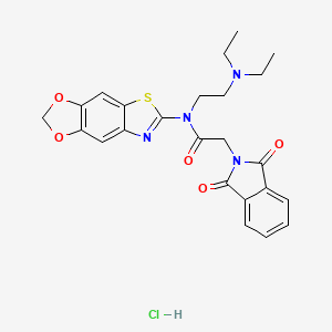 molecular formula C24H25ClN4O5S B6526709 N-[2-(diethylamino)ethyl]-N-{4,6-dioxa-10-thia-12-azatricyclo[7.3.0.0^{3,7}]dodeca-1(9),2,7,11-tetraen-11-yl}-2-(1,3-dioxo-2,3-dihydro-1H-isoindol-2-yl)acetamide hydrochloride CAS No. 1135203-75-6