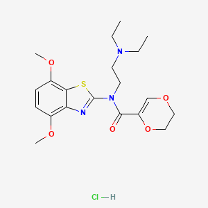 molecular formula C20H28ClN3O5S B6526728 N-[2-(diethylamino)ethyl]-N-(4,7-dimethoxy-1,3-benzothiazol-2-yl)-5,6-dihydro-1,4-dioxine-2-carboxamide hydrochloride CAS No. 1135204-42-0