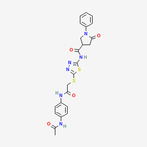 N-[5-({[(4-acetamidophenyl)carbamoyl]methyl}sulfanyl)-1,3,4-thiadiazol-2-yl]-5-oxo-1-phenylpyrrolidine-3-carboxamide