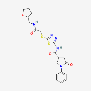 molecular formula C20H23N5O4S2 B6526757 5-oxo-N-{5-[({[(oxolan-2-yl)methyl]carbamoyl}methyl)sulfanyl]-1,3,4-thiadiazol-2-yl}-1-phenylpyrrolidine-3-carboxamide CAS No. 893945-69-2