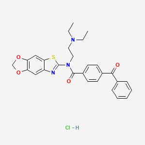 molecular formula C28H28ClN3O4S B6526779 4-benzoyl-N-[2-(diethylamino)ethyl]-N-{4,6-dioxa-10-thia-12-azatricyclo[7.3.0.0^{3,7}]dodeca-1(9),2,7,11-tetraen-11-yl}benzamide hydrochloride CAS No. 1135205-37-6