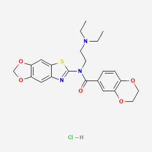 molecular formula C23H26ClN3O5S B6526780 N-[2-(diethylamino)ethyl]-N-{4,6-dioxa-10-thia-12-azatricyclo[7.3.0.0^{3,7}]dodeca-1(9),2,7,11-tetraen-11-yl}-2,3-dihydro-1,4-benzodioxine-6-carboxamide hydrochloride CAS No. 1135205-44-5