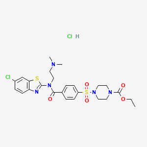 ethyl 4-{4-[(6-chloro-1,3-benzothiazol-2-yl)[2-(dimethylamino)ethyl]carbamoyl]benzenesulfonyl}piperazine-1-carboxylate hydrochloride