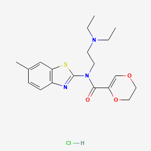 molecular formula C19H26ClN3O3S B6526848 N-[2-(diethylamino)ethyl]-N-(6-methyl-1,3-benzothiazol-2-yl)-5,6-dihydro-1,4-dioxine-2-carboxamide hydrochloride CAS No. 1135212-47-3