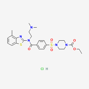 molecular formula C26H34ClN5O5S2 B6526852 ethyl 4-(4-{[2-(dimethylamino)ethyl](4-methyl-1,3-benzothiazol-2-yl)carbamoyl}benzenesulfonyl)piperazine-1-carboxylate hydrochloride CAS No. 1135212-77-9