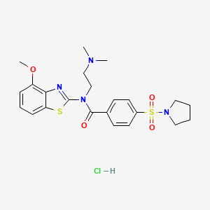 molecular formula C23H29ClN4O4S2 B6526858 N-[2-(dimethylamino)ethyl]-N-(4-methoxy-1,3-benzothiazol-2-yl)-4-(pyrrolidine-1-sulfonyl)benzamide hydrochloride CAS No. 1135132-38-5