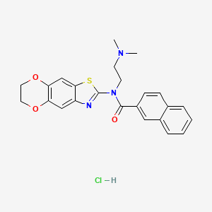 molecular formula C24H24ClN3O3S B6526860 N-[2-(dimethylamino)ethyl]-N-{10,13-dioxa-4-thia-6-azatricyclo[7.4.0.0^{3,7}]trideca-1,3(7),5,8-tetraen-5-yl}naphthalene-2-carboxamide hydrochloride CAS No. 1135213-20-5