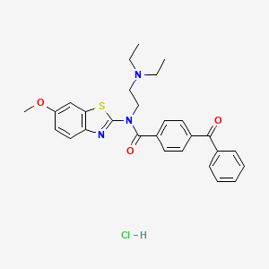 molecular formula C28H30ClN3O3S B6526866 4-benzoyl-N-[2-(diethylamino)ethyl]-N-(6-methoxy-1,3-benzothiazol-2-yl)benzamide hydrochloride CAS No. 1135213-67-0