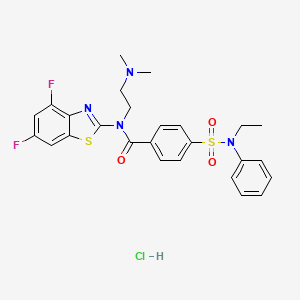 molecular formula C26H27ClF2N4O3S2 B6526870 N-(4,6-difluoro-1,3-benzothiazol-2-yl)-N-[2-(dimethylamino)ethyl]-4-[ethyl(phenyl)sulfamoyl]benzamide hydrochloride CAS No. 1135132-72-7