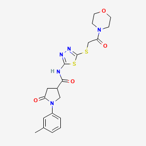 molecular formula C20H23N5O4S2 B6526892 1-(3-methylphenyl)-N-(5-{[2-(morpholin-4-yl)-2-oxoethyl]sulfanyl}-1,3,4-thiadiazol-2-yl)-5-oxopyrrolidine-3-carboxamide CAS No. 894026-89-2