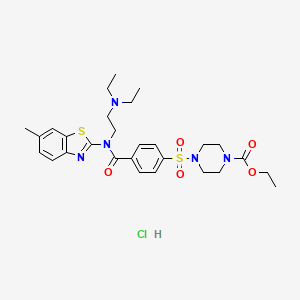 molecular formula C28H38ClN5O5S2 B6526923 ethyl 4-(4-{[2-(diethylamino)ethyl](6-methyl-1,3-benzothiazol-2-yl)carbamoyl}benzenesulfonyl)piperazine-1-carboxylate hydrochloride CAS No. 1135133-91-3