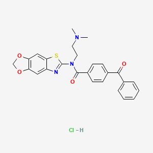 molecular formula C26H24ClN3O4S B6526925 4-benzoyl-N-[2-(dimethylamino)ethyl]-N-{4,6-dioxa-10-thia-12-azatricyclo[7.3.0.0^{3,7}]dodeca-1(9),2,7,11-tetraen-11-yl}benzamide hydrochloride CAS No. 1135134-94-9