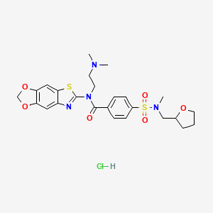 molecular formula C25H31ClN4O6S2 B6526931 N-[2-(dimethylamino)ethyl]-N-{4,6-dioxa-10-thia-12-azatricyclo[7.3.0.0^{3,7}]dodeca-1(9),2,7,11-tetraen-11-yl}-4-{methyl[(oxolan-2-yl)methyl]sulfamoyl}benzamide hydrochloride CAS No. 1135199-54-0