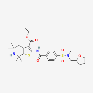 ethyl 5,5,7,7-tetramethyl-2-(4-{methyl[(oxolan-2-yl)methyl]sulfamoyl}benzamido)-4H,5H,6H,7H-thieno[2,3-c]pyridine-3-carboxylate