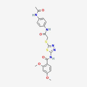 molecular formula C21H21N5O5S2 B6527019 N-[5-({[(4-acetamidophenyl)carbamoyl]methyl}sulfanyl)-1,3,4-thiadiazol-2-yl]-2,4-dimethoxybenzamide CAS No. 893130-05-7