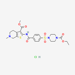 molecular formula C24H31ClN4O7S2 B6527048 ethyl 4-(4-{[3-(methoxycarbonyl)-6-methyl-4H,5H,6H,7H-thieno[2,3-c]pyridin-2-yl]carbamoyl}benzenesulfonyl)piperazine-1-carboxylate hydrochloride CAS No. 1135136-10-5