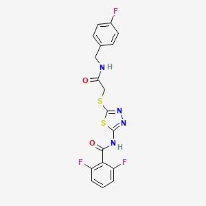 molecular formula C18H13F3N4O2S2 B6527059 2,6-difluoro-N-{5-[({[(4-fluorophenyl)methyl]carbamoyl}methyl)sulfanyl]-1,3,4-thiadiazol-2-yl}benzamide CAS No. 920433-15-4