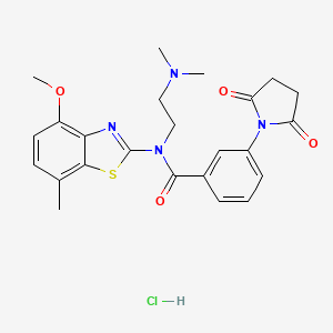 molecular formula C24H27ClN4O4S B6527076 N-[2-(dimethylamino)ethyl]-3-(2,5-dioxopyrrolidin-1-yl)-N-(4-methoxy-7-methyl-1,3-benzothiazol-2-yl)benzamide hydrochloride CAS No. 1135209-73-2