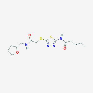 molecular formula C14H22N4O3S2 B6527086 N-{5-[({[(oxolan-2-yl)methyl]carbamoyl}methyl)sulfanyl]-1,3,4-thiadiazol-2-yl}pentanamide CAS No. 893347-61-0