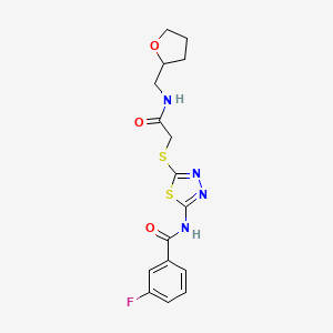 molecular formula C16H17FN4O3S2 B6527127 3-fluoro-N-{5-[({[(oxolan-2-yl)methyl]carbamoyl}methyl)sulfanyl]-1,3,4-thiadiazol-2-yl}benzamide CAS No. 893141-90-7