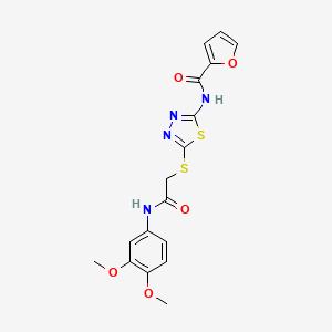 molecular formula C17H16N4O5S2 B6527150 N-[5-({[(3,4-dimethoxyphenyl)carbamoyl]methyl}sulfanyl)-1,3,4-thiadiazol-2-yl]furan-2-carboxamide CAS No. 893350-68-0