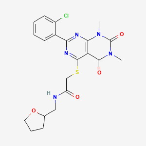 molecular formula C21H22ClN5O4S B6527157 2-{[2-(2-chlorophenyl)-6,8-dimethyl-5,7-dioxo-5H,6H,7H,8H-[1,3]diazino[4,5-d]pyrimidin-4-yl]sulfanyl}-N-[(oxolan-2-yl)methyl]acetamide CAS No. 893906-87-1