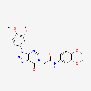 molecular formula C22H20N6O6 B6527174 N-(2,3-dihydro-1,4-benzodioxin-6-yl)-2-[3-(3,4-dimethoxyphenyl)-7-oxo-3H,6H,7H-[1,2,3]triazolo[4,5-d]pyrimidin-6-yl]acetamide CAS No. 893936-37-3