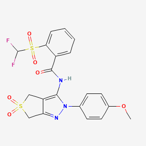 molecular formula C20H17F2N3O6S2 B6527176 2-difluoromethanesulfonyl-N-[2-(4-methoxyphenyl)-5,5-dioxo-2H,4H,6H-5lambda6-thieno[3,4-c]pyrazol-3-yl]benzamide CAS No. 893940-12-0