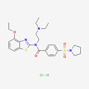 molecular formula C26H35ClN4O4S2 B6527197 N-[2-(diethylamino)ethyl]-N-(4-ethoxy-1,3-benzothiazol-2-yl)-4-(pyrrolidine-1-sulfonyl)benzamide hydrochloride CAS No. 1135234-70-6