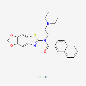 molecular formula C25H26ClN3O3S B6527204 N-[2-(diethylamino)ethyl]-N-{4,6-dioxa-10-thia-12-azatricyclo[7.3.0.0^{3,7}]dodeca-1(9),2,7,11-tetraen-11-yl}naphthalene-2-carboxamide hydrochloride CAS No. 1135234-91-1