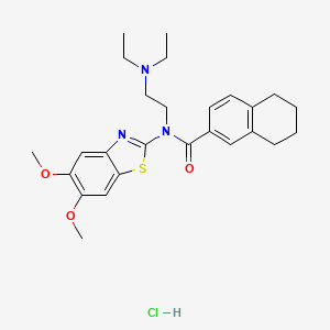 molecular formula C26H34ClN3O3S B6527208 N-[2-(diethylamino)ethyl]-N-(5,6-dimethoxy-1,3-benzothiazol-2-yl)-5,6,7,8-tetrahydronaphthalene-2-carboxamide hydrochloride CAS No. 1135235-20-9