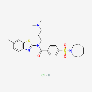 4-(azepane-1-sulfonyl)-N-[3-(dimethylamino)propyl]-N-(6-methyl-1,3-benzothiazol-2-yl)benzamide hydrochloride