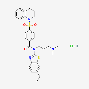 molecular formula C30H35ClN4O3S2 B6527217 N-[3-(dimethylamino)propyl]-N-(6-ethyl-1,3-benzothiazol-2-yl)-4-(1,2,3,4-tetrahydroquinoline-1-sulfonyl)benzamide hydrochloride CAS No. 1135235-72-1