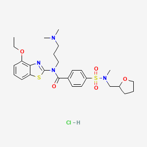 molecular formula C27H37ClN4O5S2 B6527227 N-[3-(dimethylamino)propyl]-N-(4-ethoxy-1,3-benzothiazol-2-yl)-4-{methyl[(oxolan-2-yl)methyl]sulfamoyl}benzamide hydrochloride CAS No. 1135236-30-4