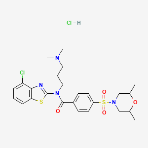 molecular formula C25H32Cl2N4O4S2 B6527232 N-(4-chloro-1,3-benzothiazol-2-yl)-N-[3-(dimethylamino)propyl]-4-[(2,6-dimethylmorpholin-4-yl)sulfonyl]benzamide hydrochloride CAS No. 1135236-49-5